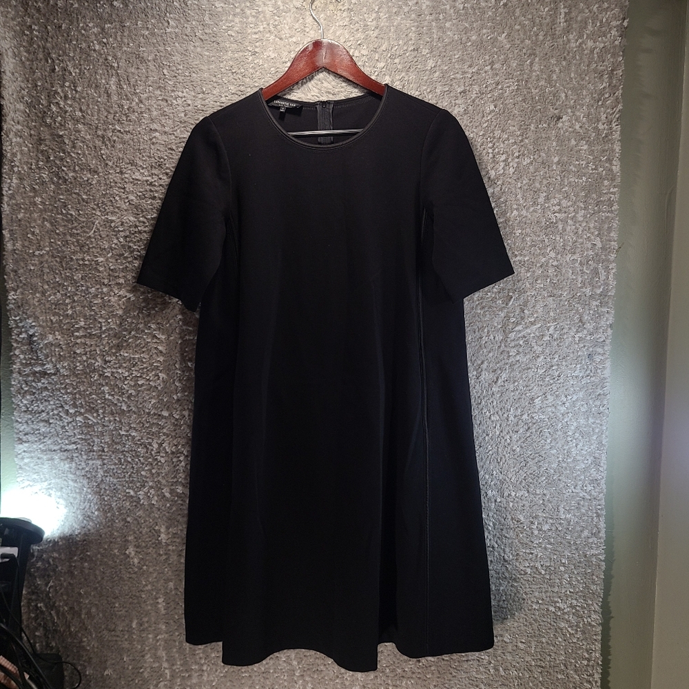 Lafayette 148 New York Black Short Sleeve Sheath Dress Small Viscose Polyamide